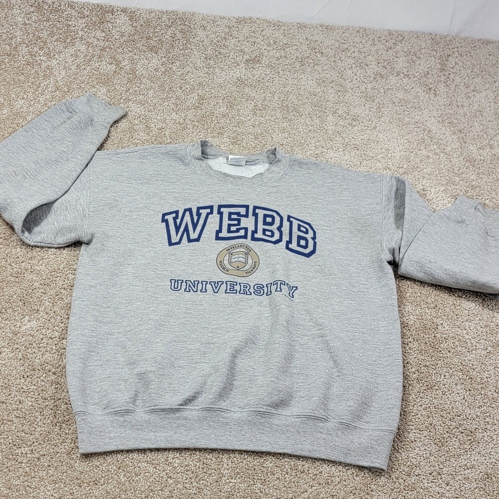 Webb University Sweatshirt Mens Size M Gray Crew Neck Pullover College Top